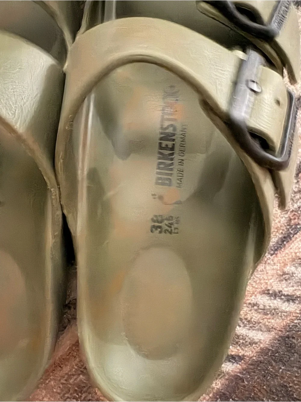 Birkenstock Women's Olive Green Two-Buckle Slide Sandals